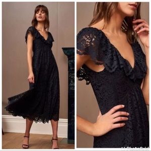 NEW La Ligne D’ete Navy Lace Midi Dress M